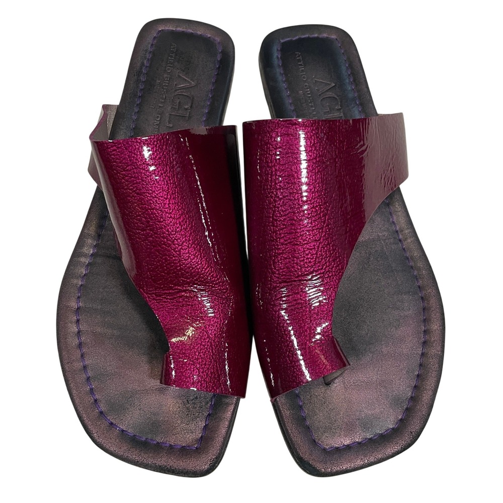 AGL Attilio Giusti Leombruni Sandals Magenta Pink Patent Flat 41.5 US 11.5